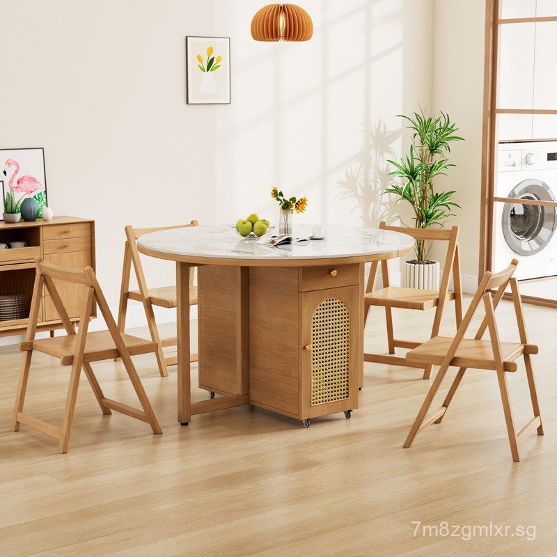 Nordic Solid Wood Folding Dining Table for Home Use, Small Apartment ...