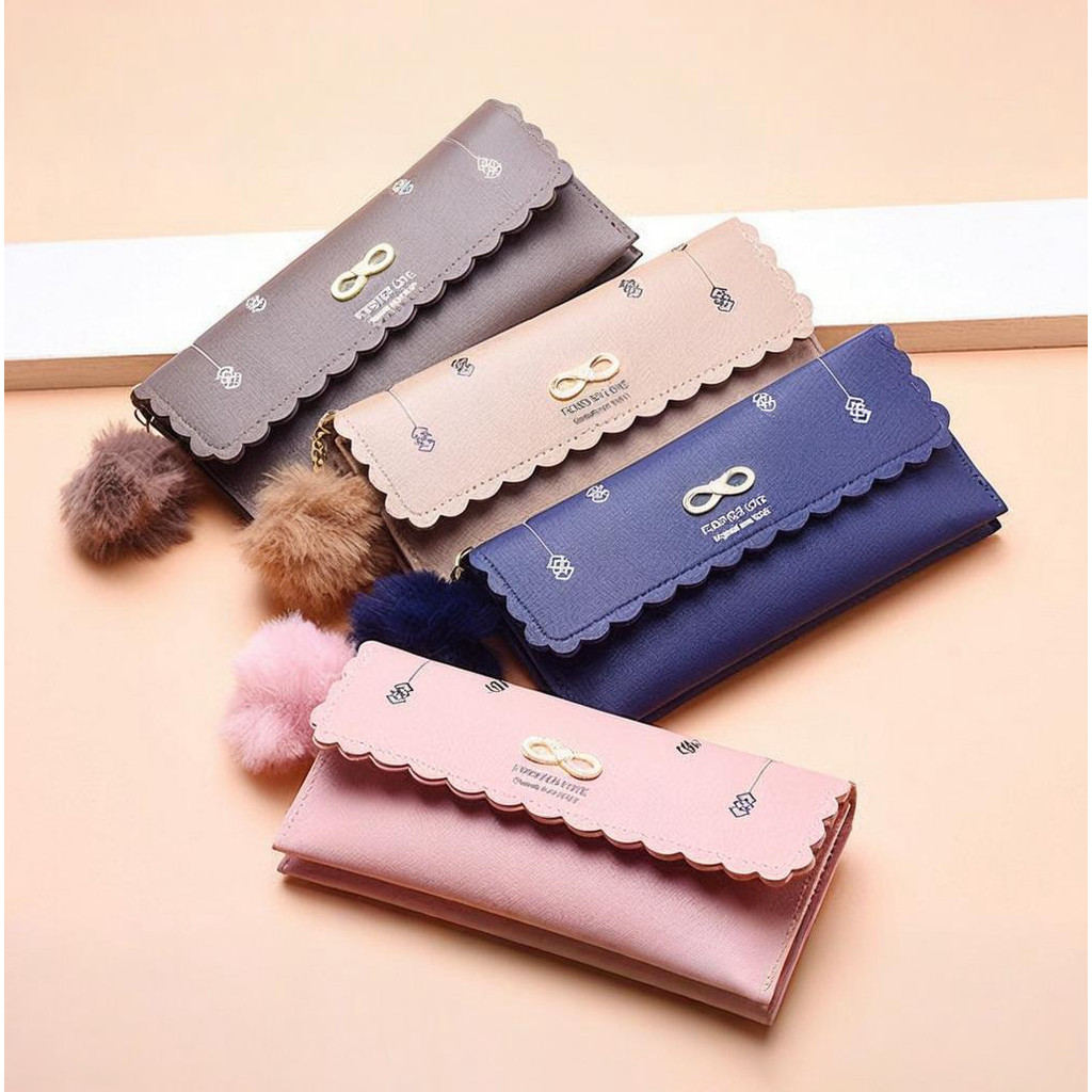 POPmaker Dompet Wanita Korean Style Bulu Bola - Gambar 2