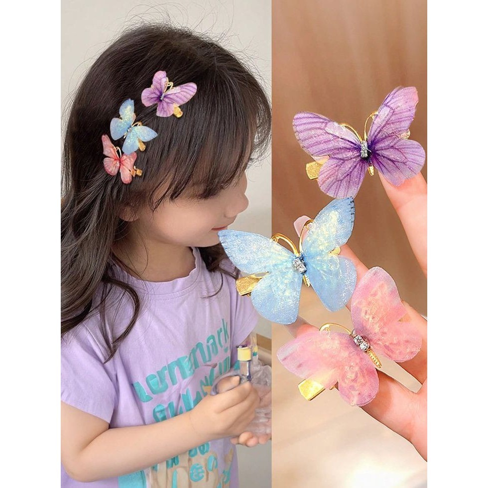 POPmaker Jepit Rambut Anak 2pcs Kupu-Kupu Lucu - Gambar 2