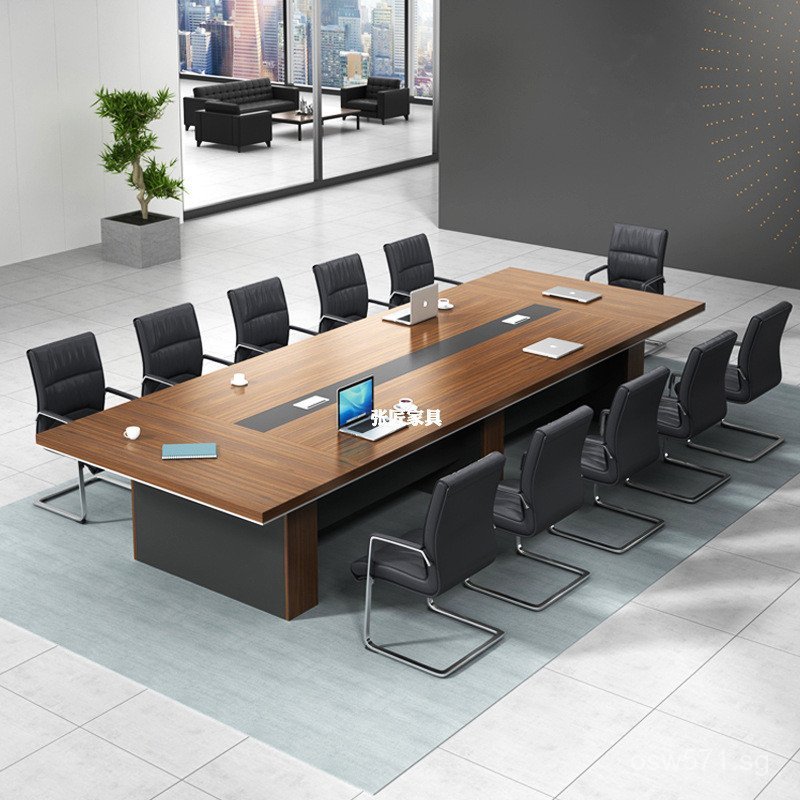 Long Conference Table Modern with Mobile Side Table for Meeting Room ...