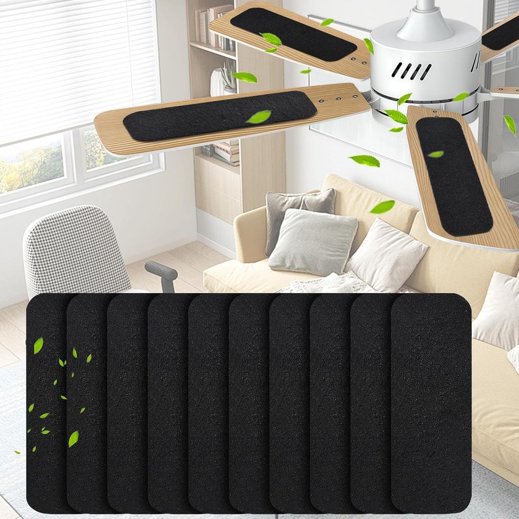 10-Pack Ceiling Fan Filters for Blades – Activated Coconut Shell Carbon ...