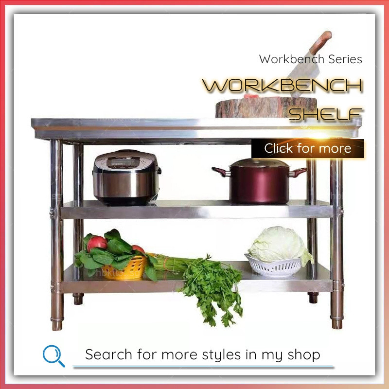 Thickened Stainless Steel Workbench Three-Layer Commercial Kitchen ...