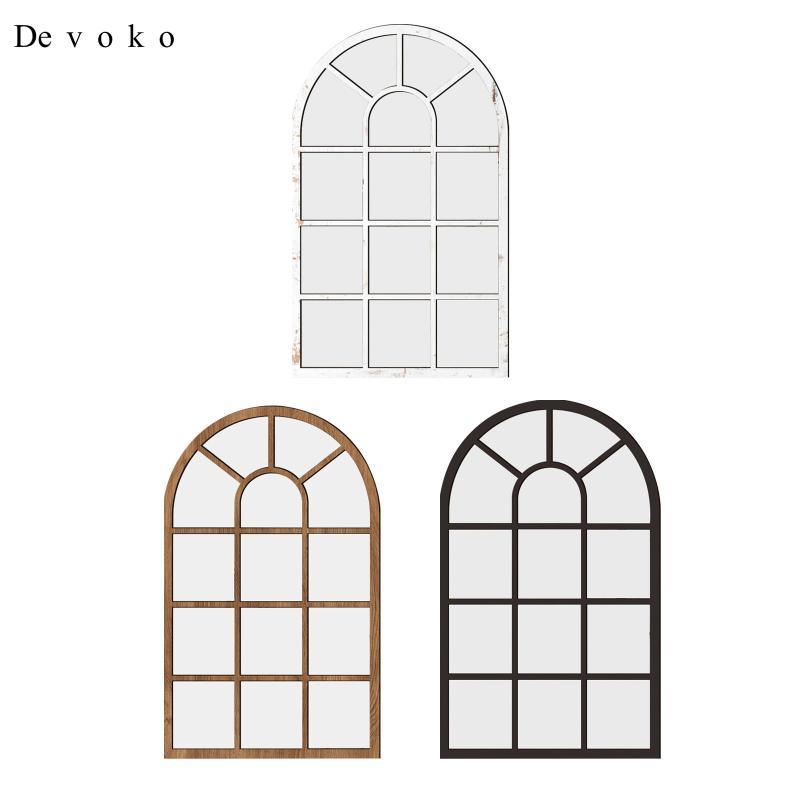 Devoko Arched Window Wall Mirror Wall Decorative Mirror Rustic Simple ...