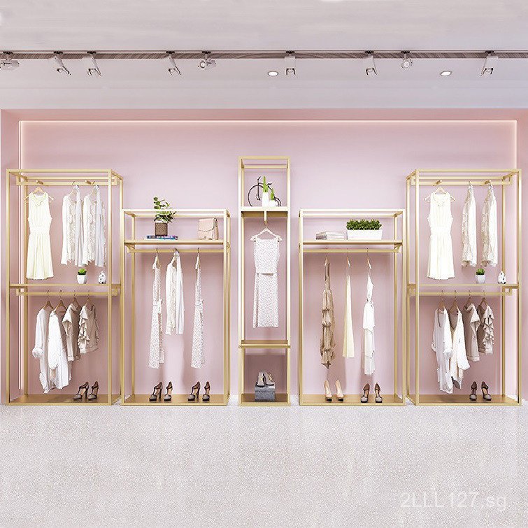 Clothing Store Display Rack gold Clothing Rack Women's Clothing Store ...