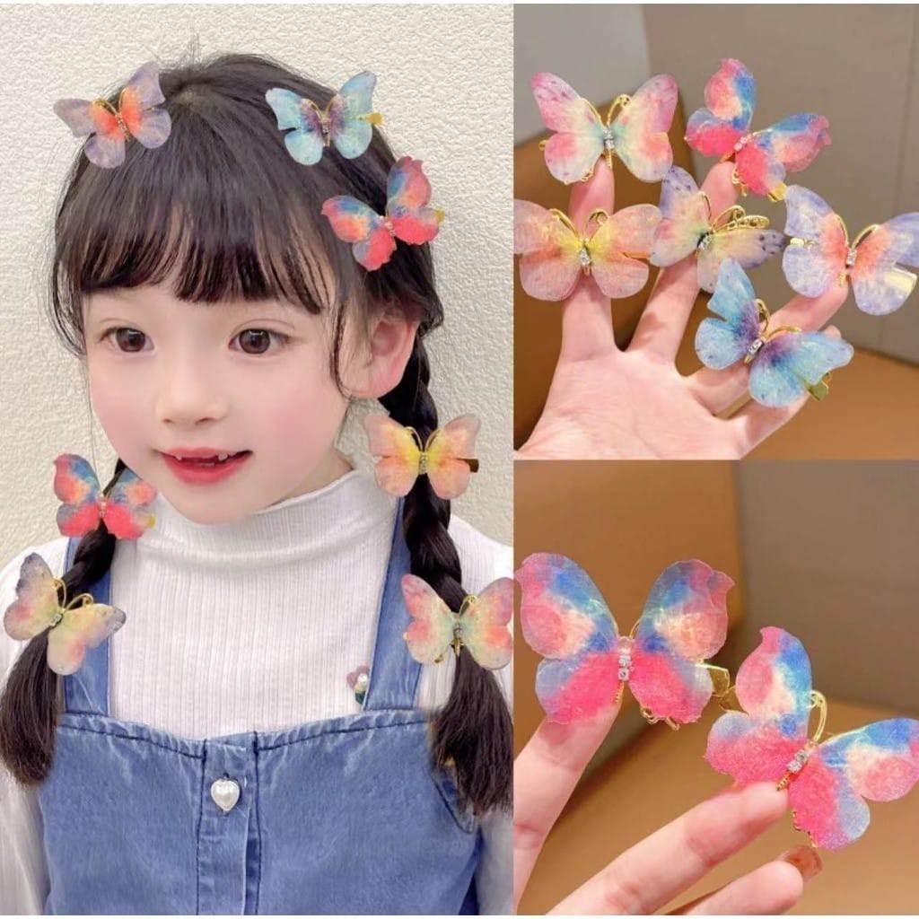 POPmaker Jepit Rambut Anak 2pcs Kupu-Kupu Lucu - Gambar 4