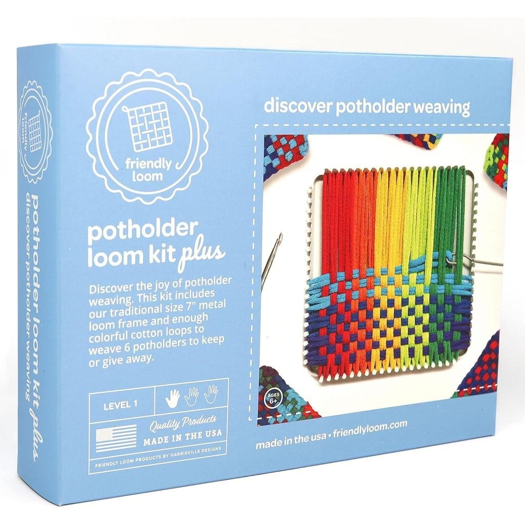Friendly Loom 7” Traditional Potholder Plus Weaving Kit | Sturdy Metal ...