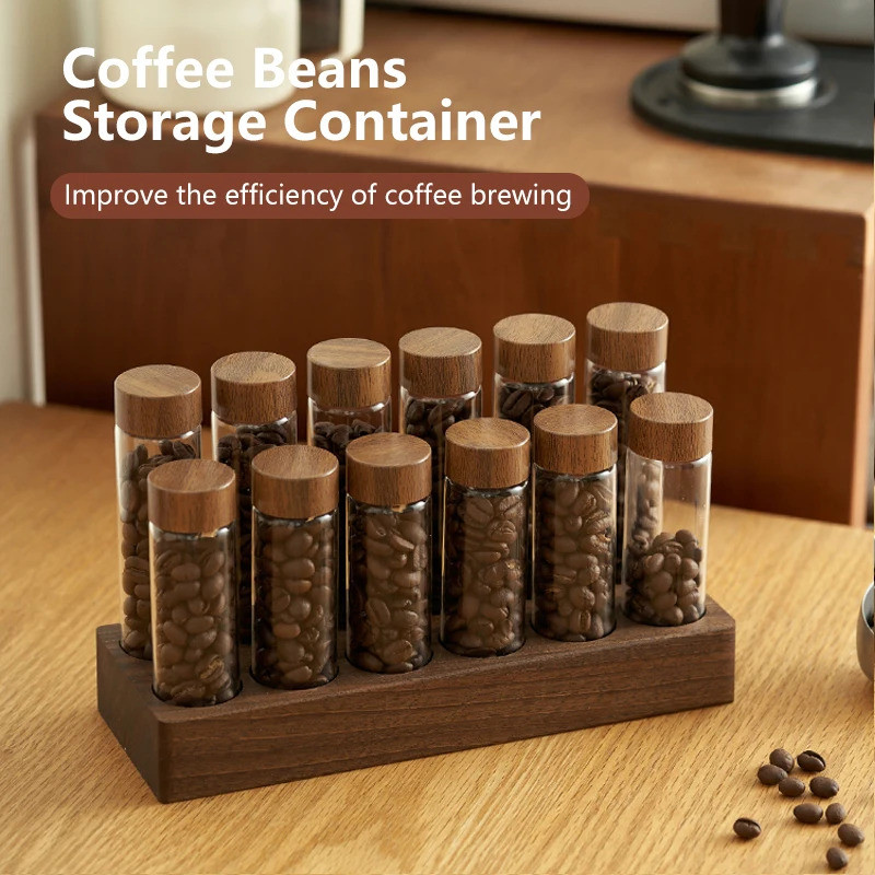 Coffee Beans Storage Container Tube Display Rack Tea Bottle Glass ...