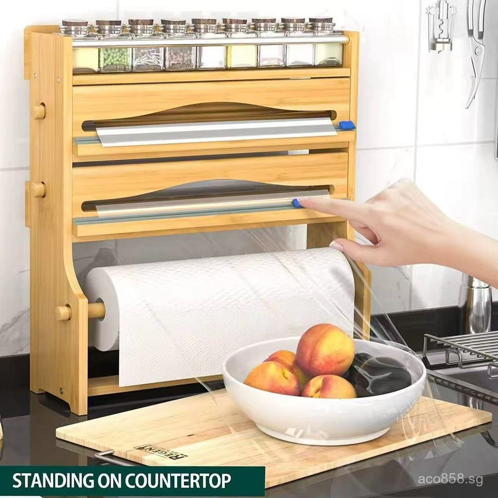 Kitchen Multi-layer Storage Rack Organizer Foil Tape Storage Rack ...