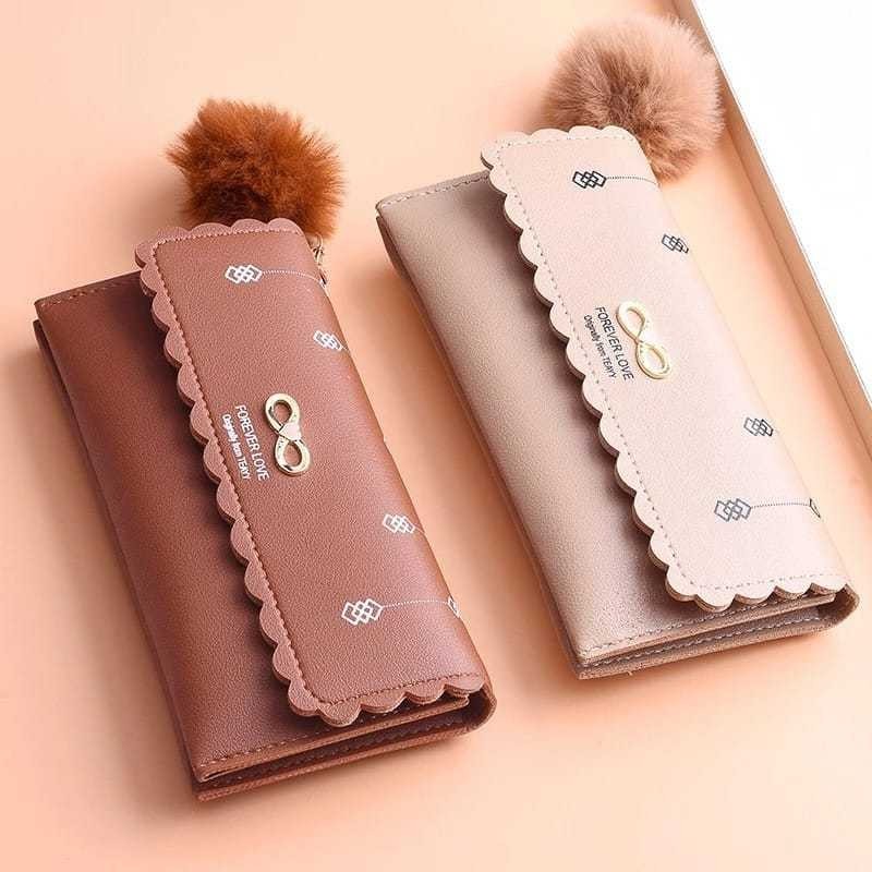 POPmaker Dompet Wanita Korean Style Bulu Bola - Gambar 3