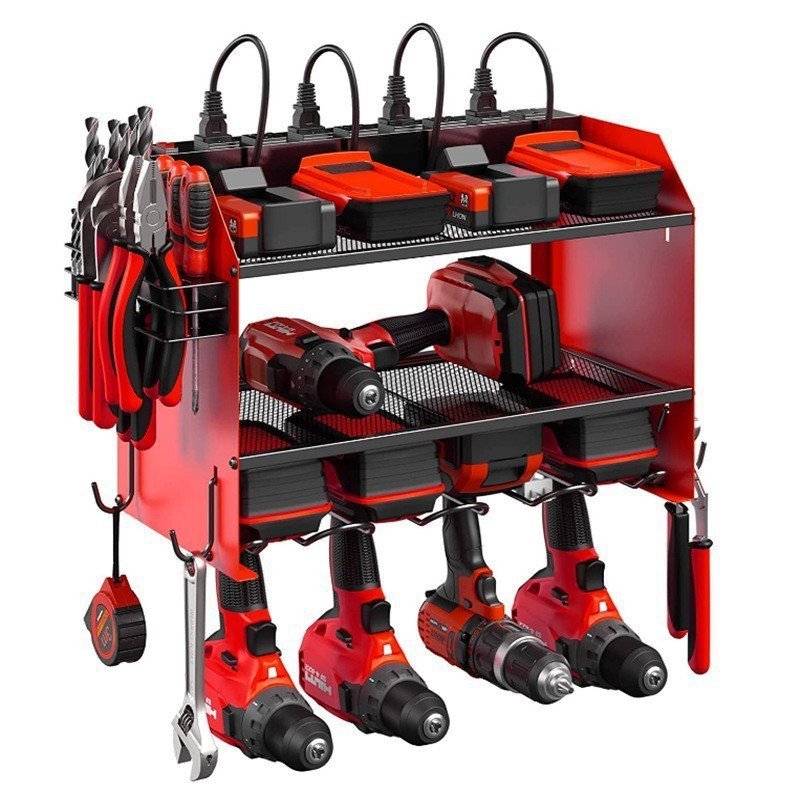 Metal Power Tool Storage Rack Garage Tool Storage Rack Wall Mounted ...