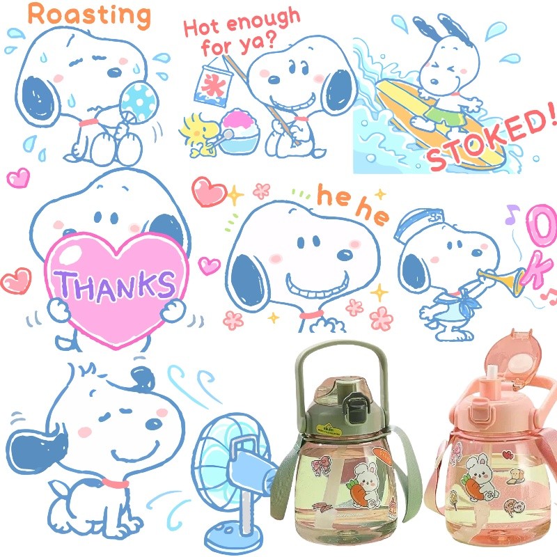 Snoopy cartoon cold hot stickers DIY crystal glue UV transfer washable ...