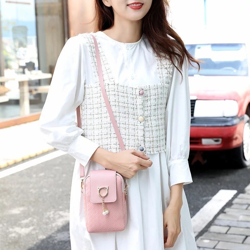 POPmaker shop T106 Tas Selempang Wanita Korea Import REAL PICT - Tas Handphone Fashion untuk Gaya Kekinian Desain Minimalis dan Nyaman Dipakai Sehari-hari COD - Gambar 3