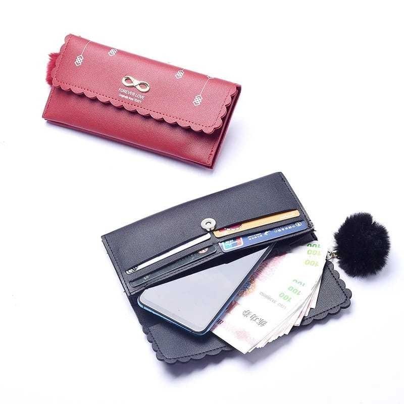 POPmaker Dompet Wanita Korean Style Bulu Bola - Gambar 4