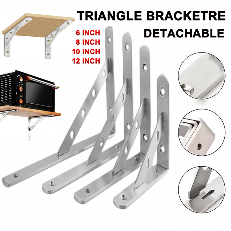 2PCS Detachable Heavy Duty Wall Triangle Support Bracket Stainless L ...