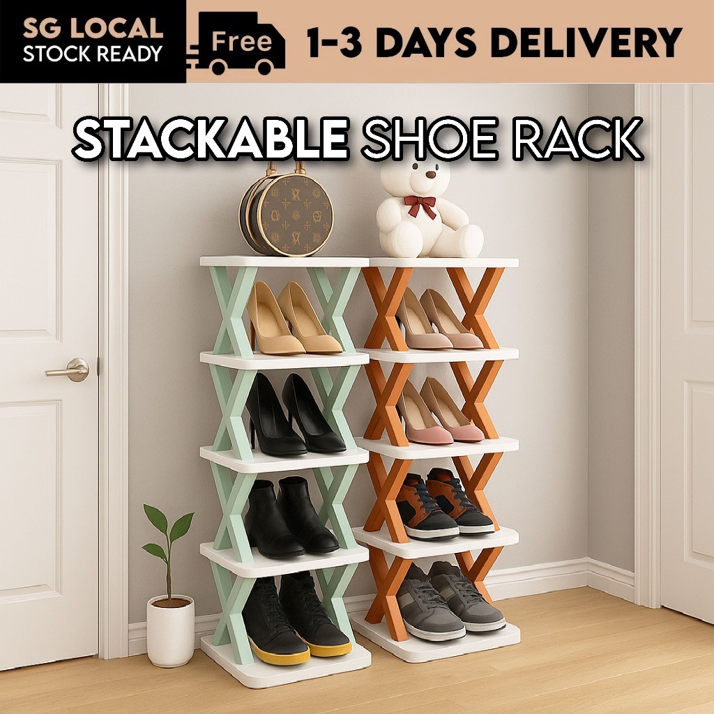 [SG STOCK] Plastic Shoes Racks Multi Layer Storage Cabinet Space Saving ...