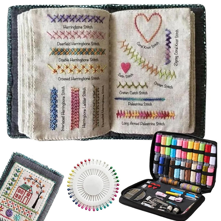 DIY Hand Sewing Box/Portable Embroidery Stitch Book Sewing Tool Kit ...