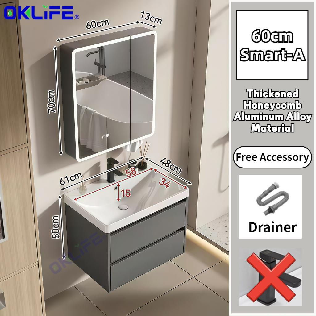 Honeycomb Aluminum Bathroom Vanity with Tissue Slot and Integrated Ceramic Basin view 10
