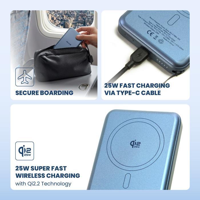 Rexus PBM350 / PBM-350 Magnetic Magsafe Wireless Powerbank 10000mAh Qi2.2 Technology Type C 25W Super Fast Charging - Gambar 3