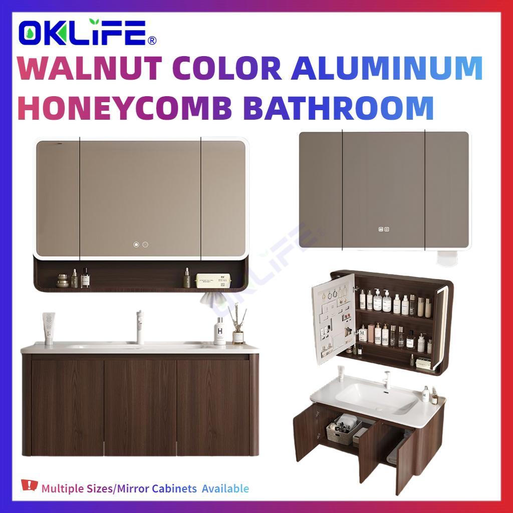 Luxury Waterproof Walnut Honeycomb Aluminum Bathroom Vanity Cabinet