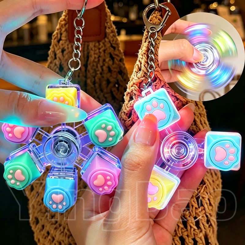 Finger Spinner Stress Relief Keyboard Pop It, 3/6 Keys Cat Paw Keycap ...