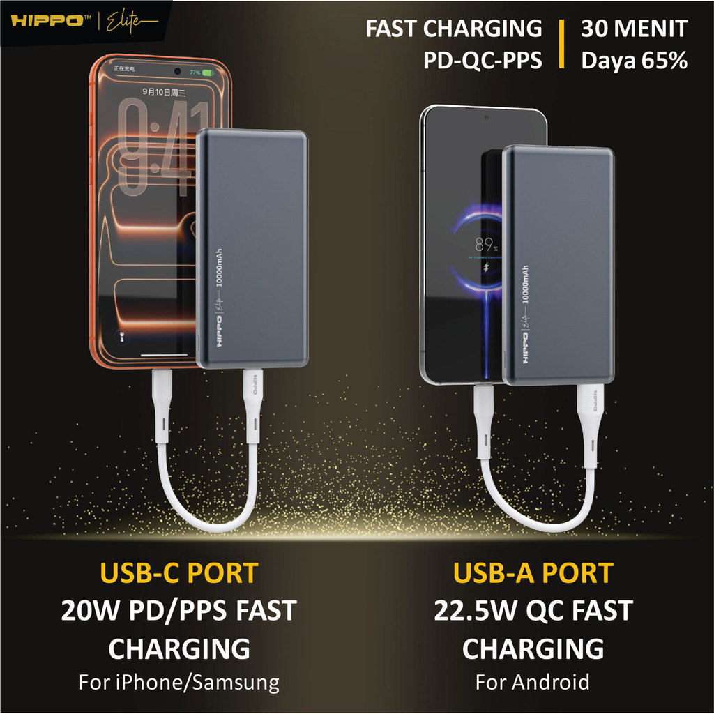 Hippo Elite PowerBank Ultra Slim US-01 10000 Mah 2 Port Output 1 Port Input - Gambar 4