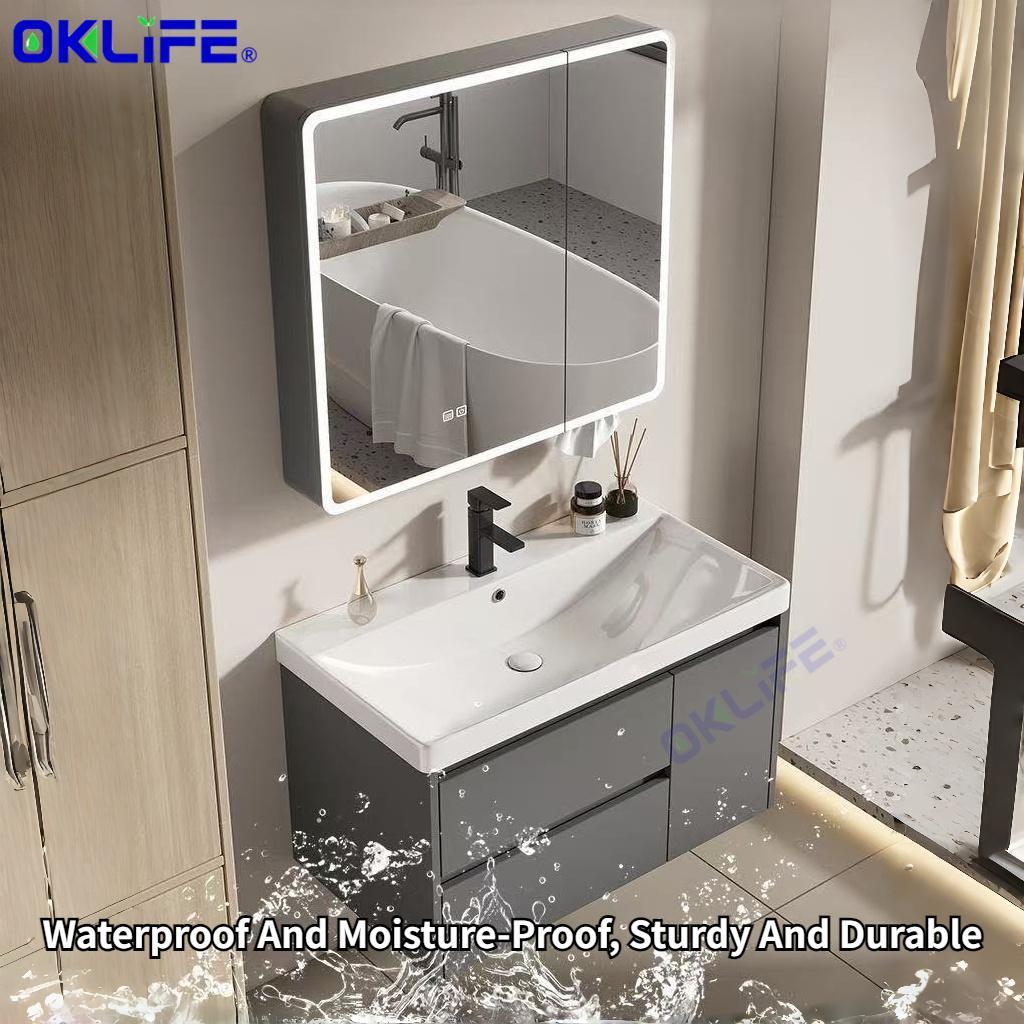 Honeycomb Aluminum Bathroom Vanity with Tissue Slot and Integrated Ceramic Basin view 5