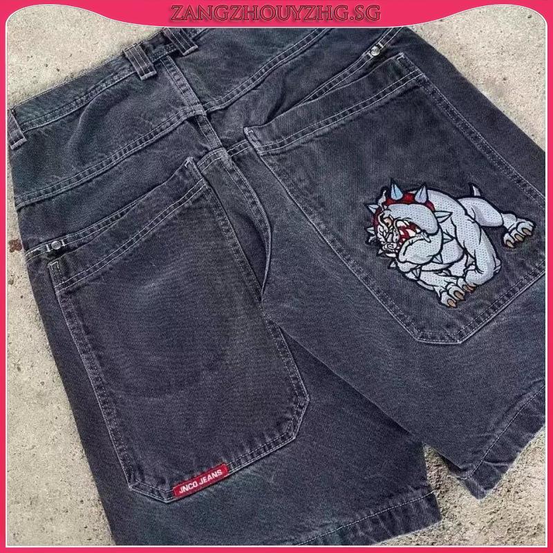 Harajuku JNCO Baggy Denim Jeans Vintage Y2K Embroidered Shark Bite