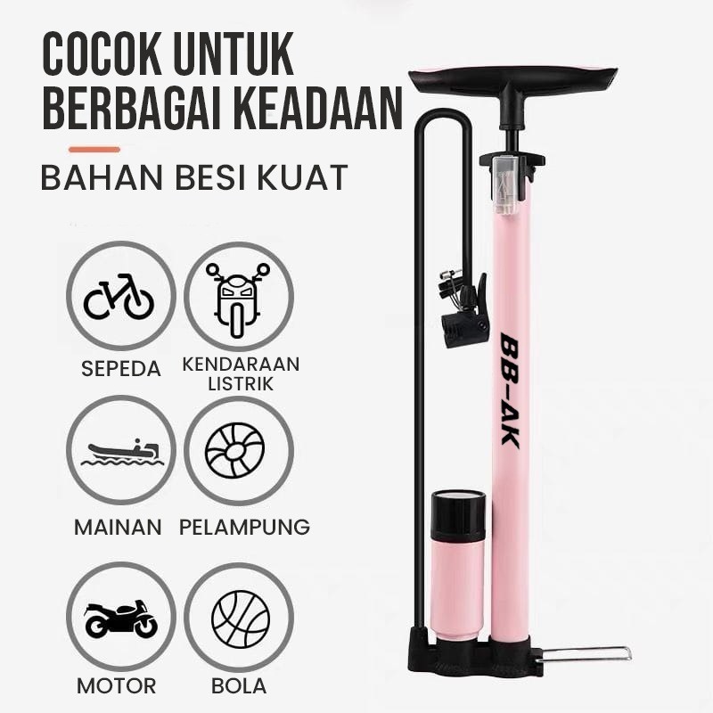 Pompa Angin Tangan Aluminium 59cm dengan BAROMETER 160PSI Akurasi Tinggi Multifungsi untuk Ban Motor Mobil Sepeda Bola Ringan Kuat Wajib Punya untuk Darurat - Gambar 2
