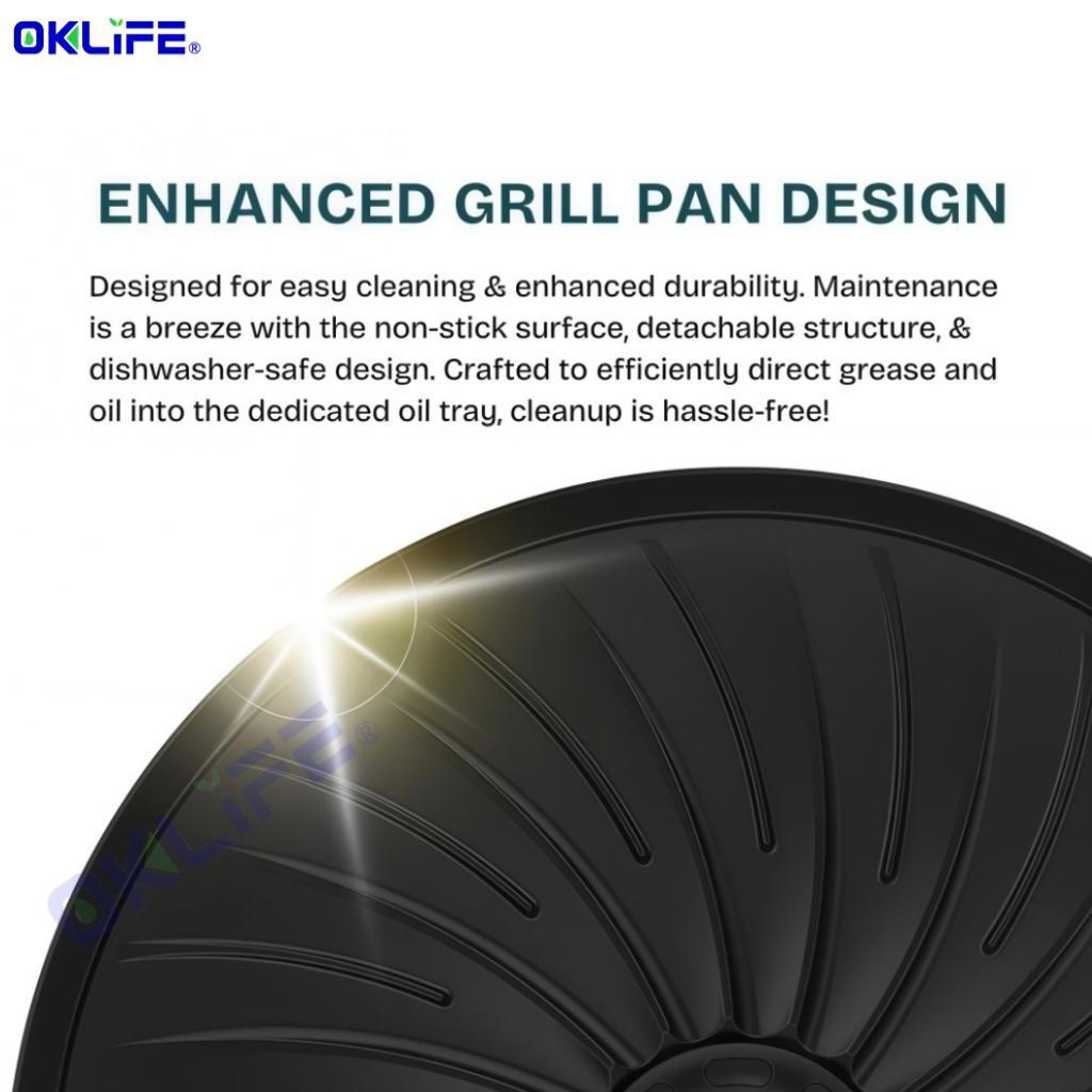 KITH Smokeless BBQ - PyroGlow Touch SBG-TC-BG2 Smokeless BBQ Grill Multifunctional Home BBQ Grill 360° Rotating