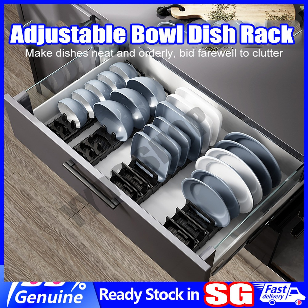 【SG Stock】 Adjustable Bowl & Plate Rack Dish Organizer Divider Tray ...