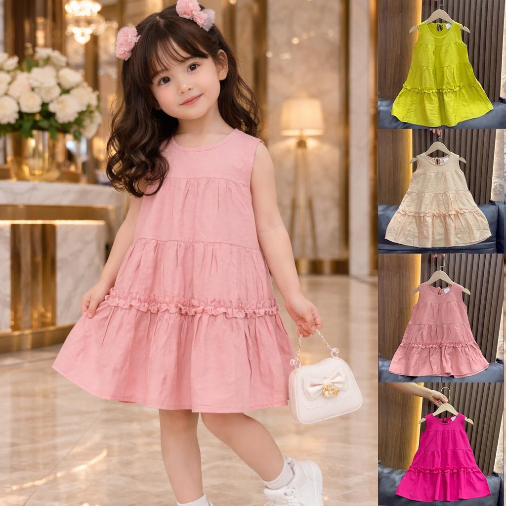 [Size 10-55kg] Váy Bé Gái Xinh - Đầm  Xòe Phối Bèo Cho Bé Gái Thời Trang Trẻ Em MOONBE Váy Xòe Phối Bèo