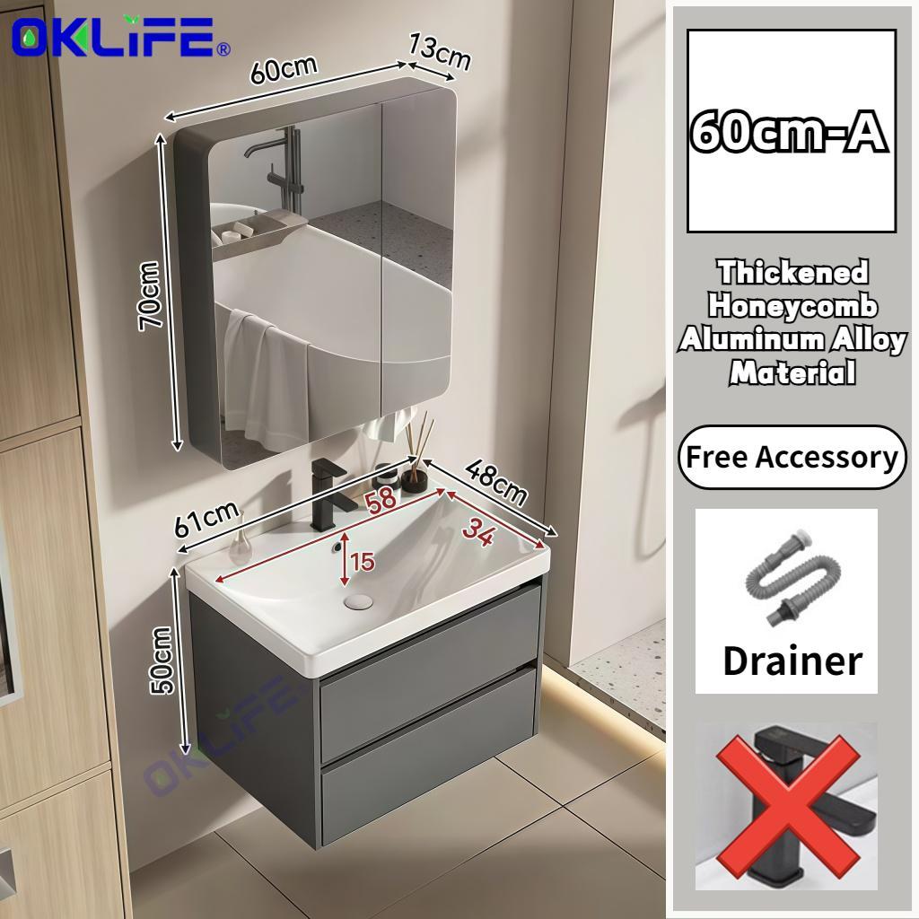 Honeycomb Aluminum Bathroom Vanity with Tissue Slot and Integrated Ceramic Basin view 12
