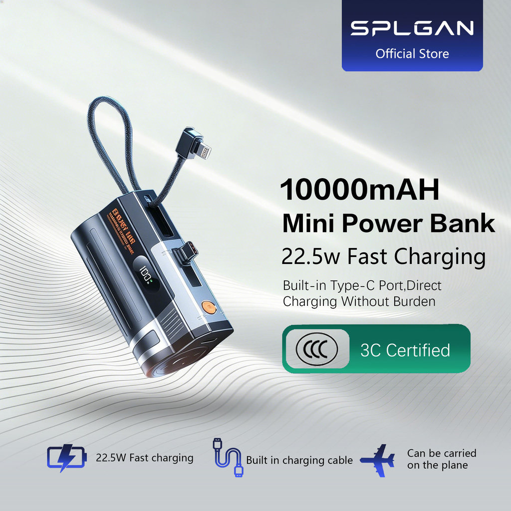 【SPLGAN】10000 mAH Mini Power Bank 22.5W Fast Charging Built-in Stand ...
