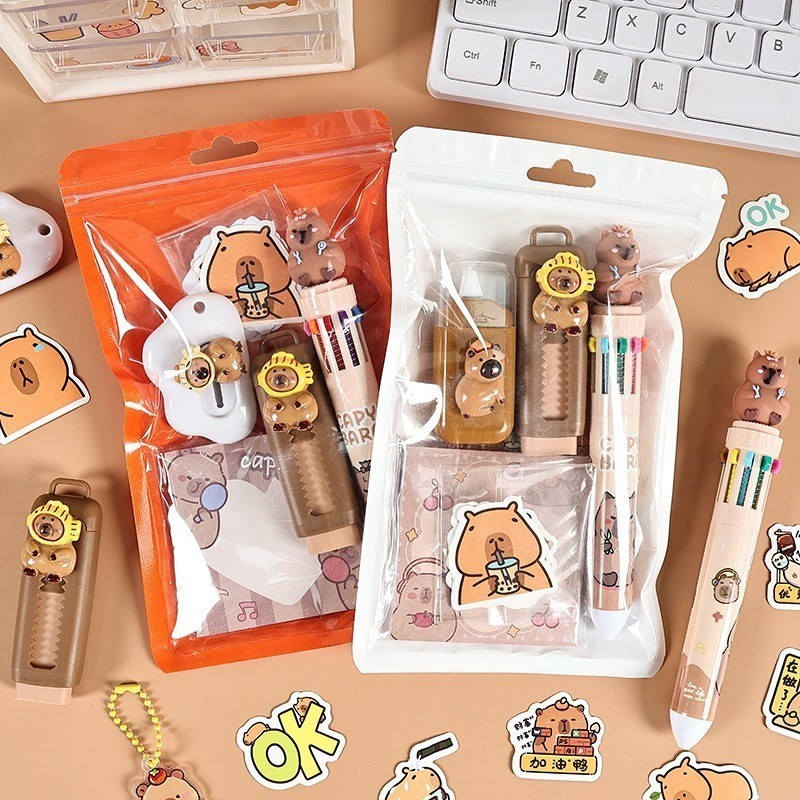 POPmaker Shop Set Alat Tulis Capybara Choco Cute - Gambar 3