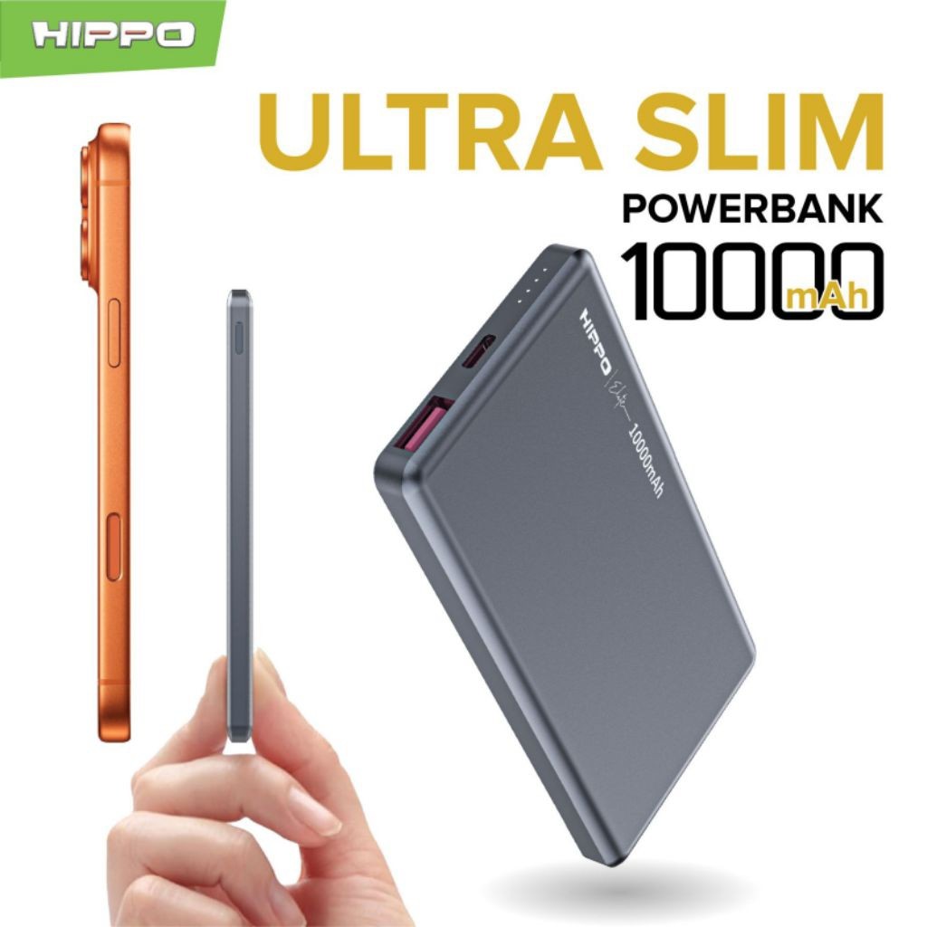Hippo Elite PowerBank Ultra Slim US-01 10000 Mah 2 Port Output 1 Port Input