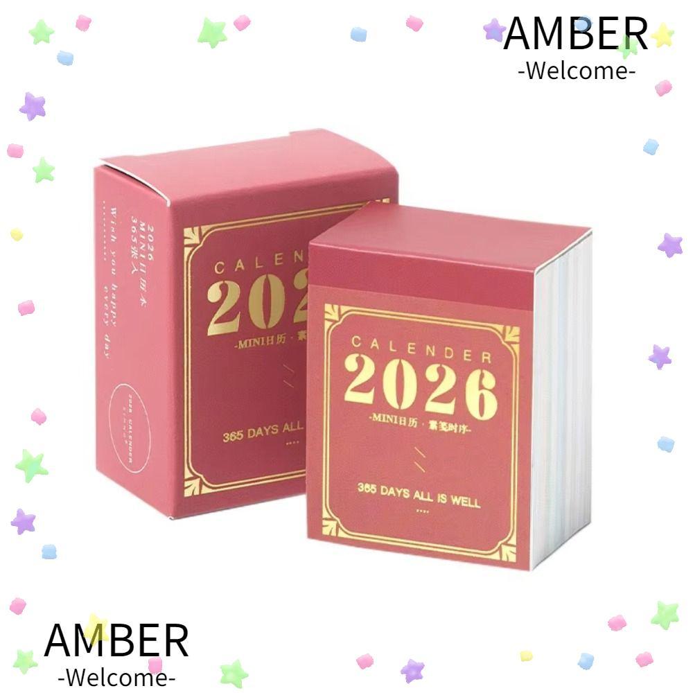 AMBER Mini Calendar, Lightweight Waterproof 2026 Calendar, Simple ...