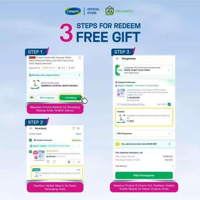 Cetaphil Daily Facial Cleanser 118ml + Moisturizing Lotion 118ml - Gambar 3