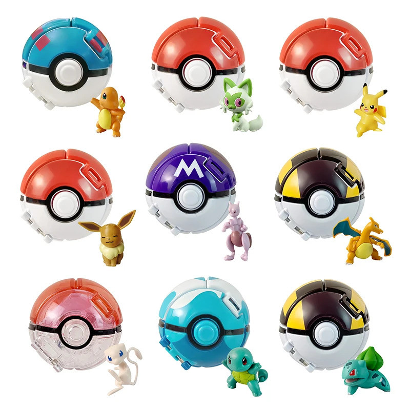 Pokemon Figure Ball Elf Pet Anime Action Doll Pikachu Charizard Mewtwo ...