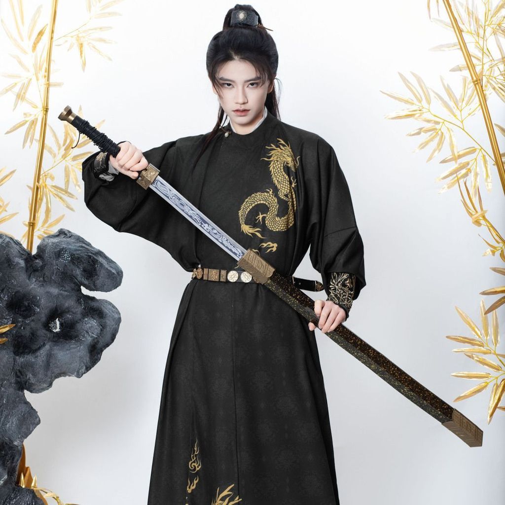 Original Hanfu men's Tang Dynasty round neck robe teenager feeling ...