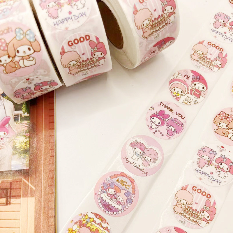 500 Stickers/Roll Cartoon Melody Stickers Self-Adhesive Self-Adhesive ...