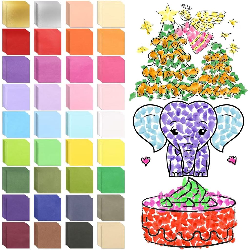 Jyongmer 10800 Pcs 1 Inch Tissue Paper Squares, 36 Color Assorted ...