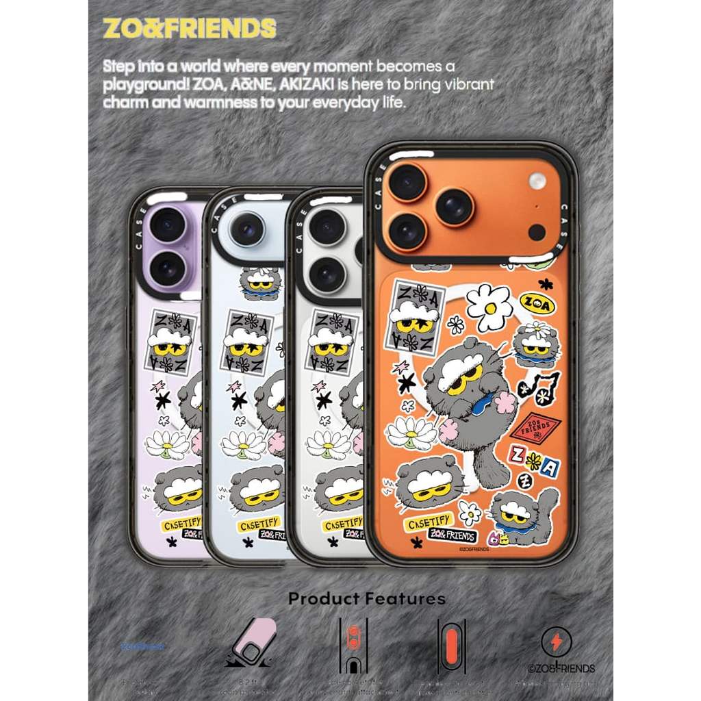 CASECASE X ZO&FRIENDS ZOA Sticker Case Black Edge Clear Hard