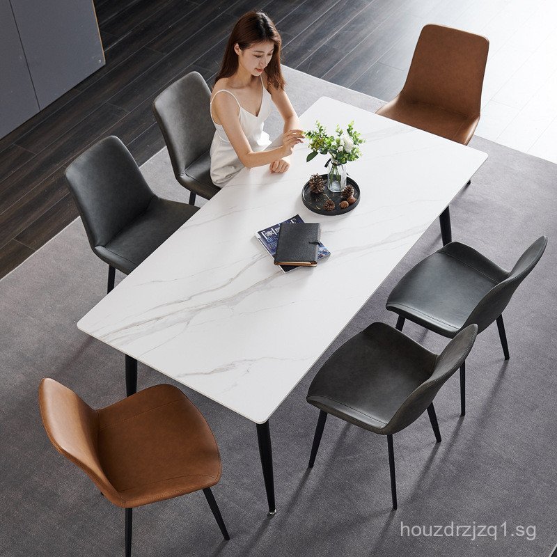 Italian Style Rock Slab Dining Table Light Luxury Home Rectangular ...