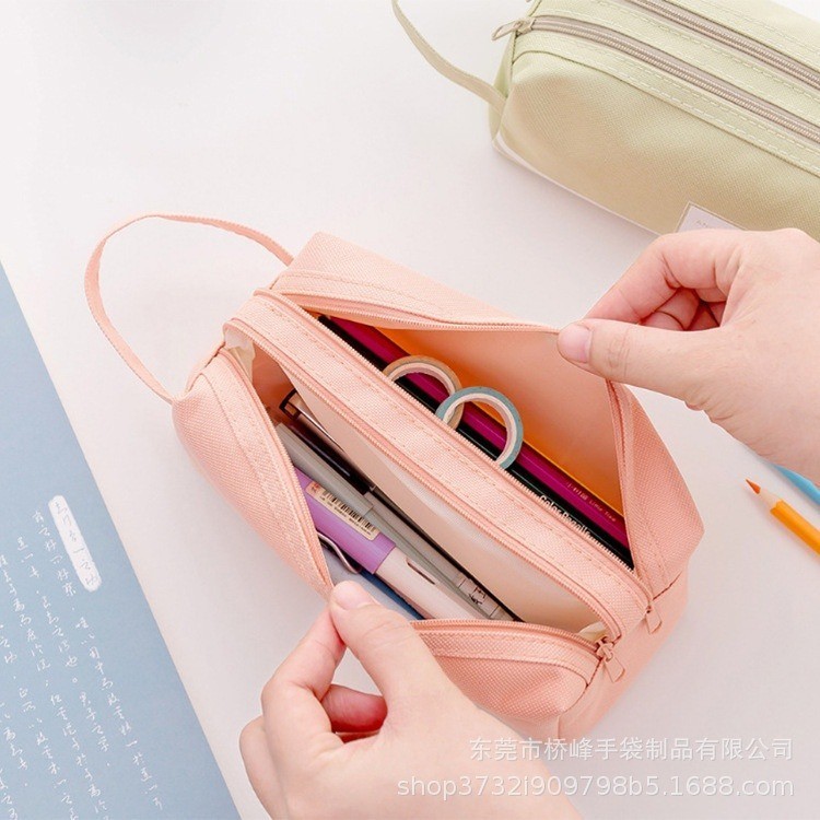 POPmaker Kotak Pensil Dual Zipper 2 Pouch Kanvas - Gambar 2
