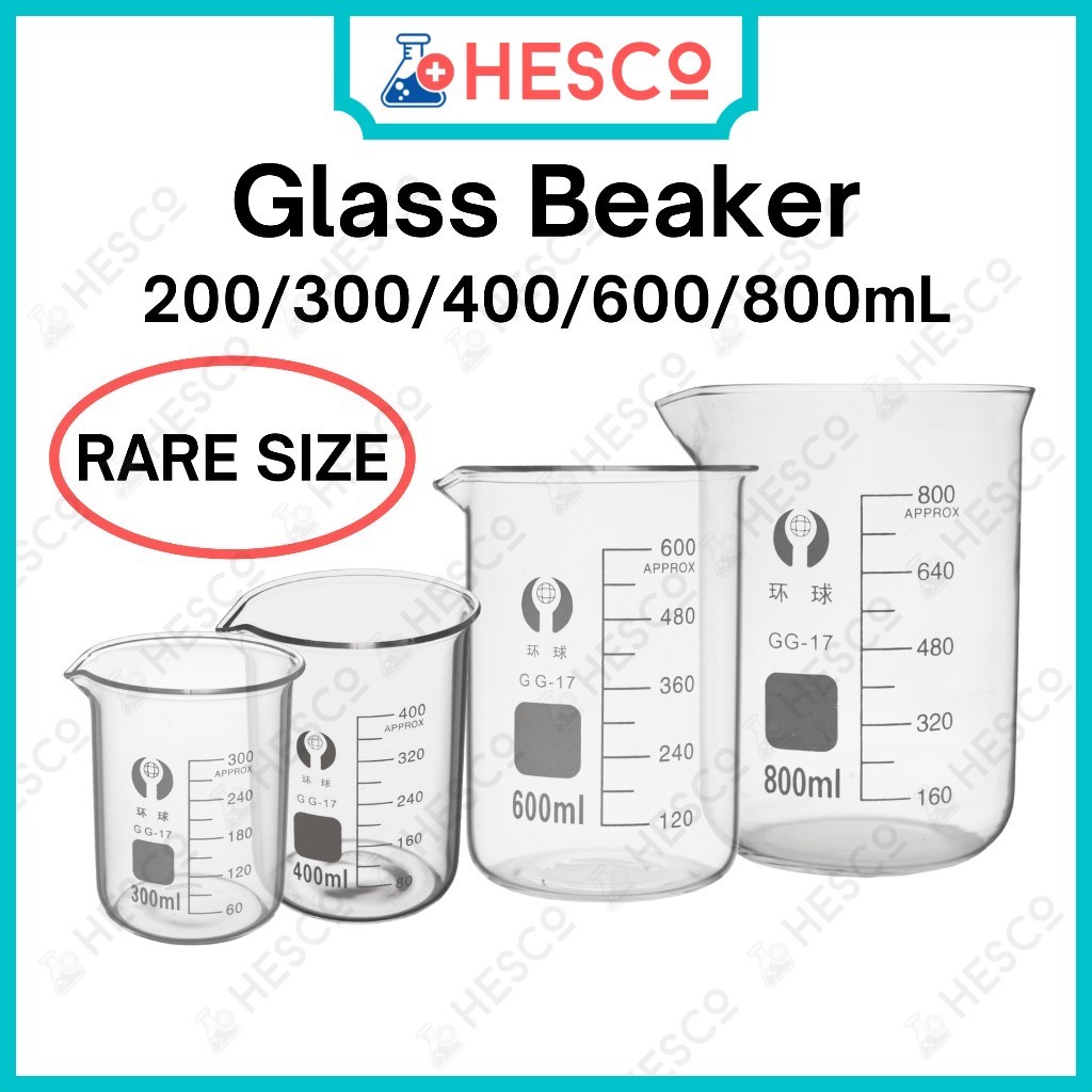 Glass Beaker Bikar Kaca Gelas – Sizes 200mL / 300mL / 400mL / 600mL ...