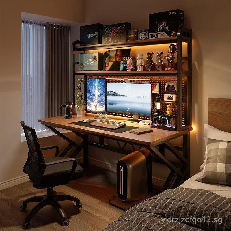 Computer Desk Desktop Home Desk Bookshelf Integrated Small Apartment ...
