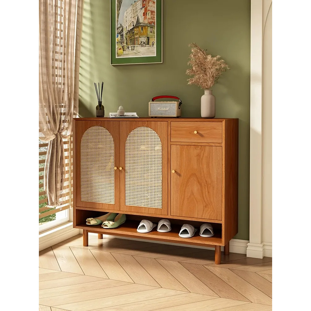 Tax Included Solid Wood Shoe Cabinet Japanese Style Shoe Cabinet Rattan ...