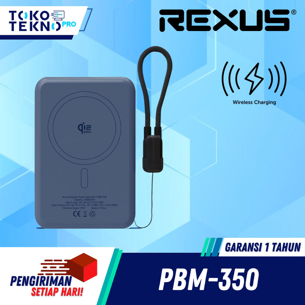 Rexus PBM350 / PBM-350 Magnetic Magsafe Wireless Powerbank 10000mAh Qi2.2 Technology Type C 25W Super Fast Charging