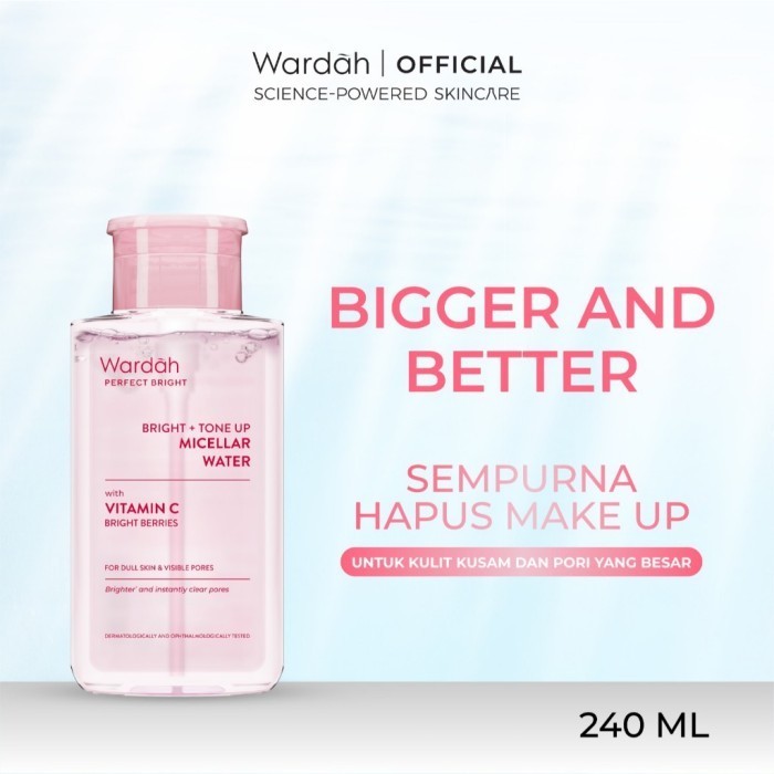 [PRE-ORDER] Wardah Perfect Bright Tone Up Micellar Water 240 ml - Micellar Water dengan Micelles Pencerah - Make Up Remover Lebih Bersih dan Mencerahkan - Untuk Semua Jenis Kulit - Skincare
