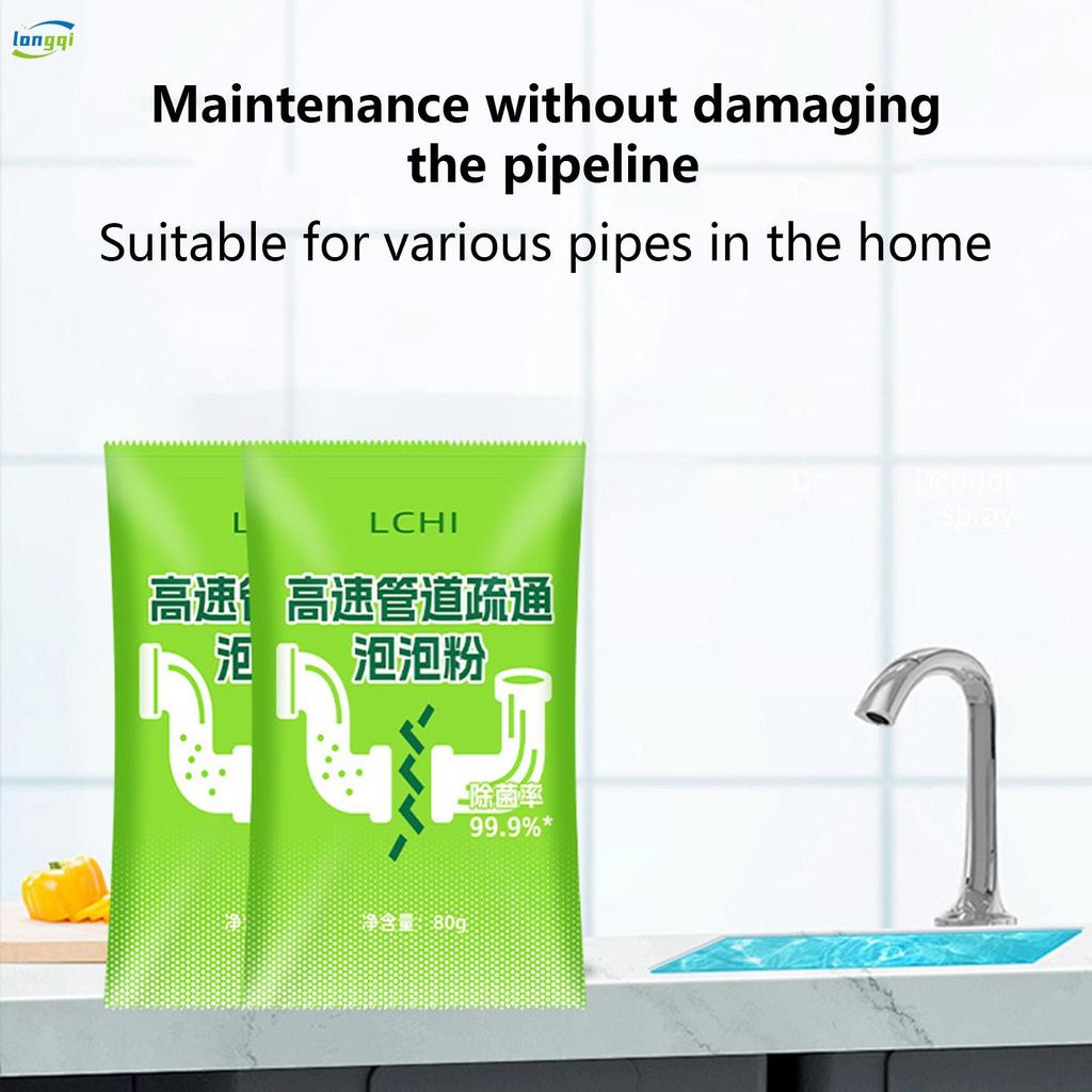 Pipe Unclogging Bubble Powder 80g for Kitchen Sink Bathroom Drain Clog ...